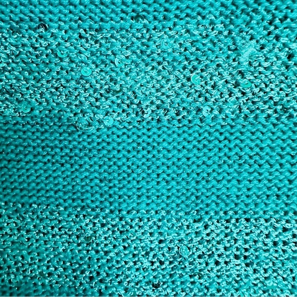 NWT Guess Women’s Sz XSmall Bombay Sapphire Anali Sequin Short Sleeve Sweater - Picture 7 of 8